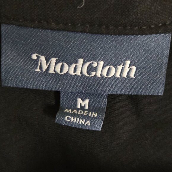 ModCloth A Casual Vision Black Shirt Dress Mandarin Collar Size M - Picture 8 of 9
